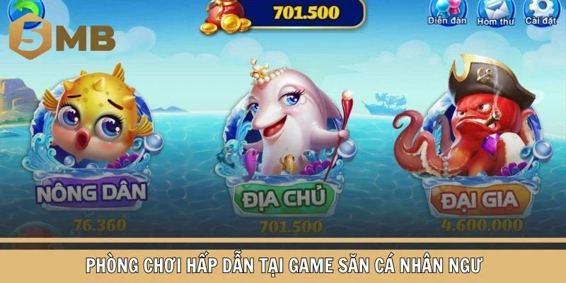 Phòng chơi hấp dẫn tại game săn cá Nhân Ngư